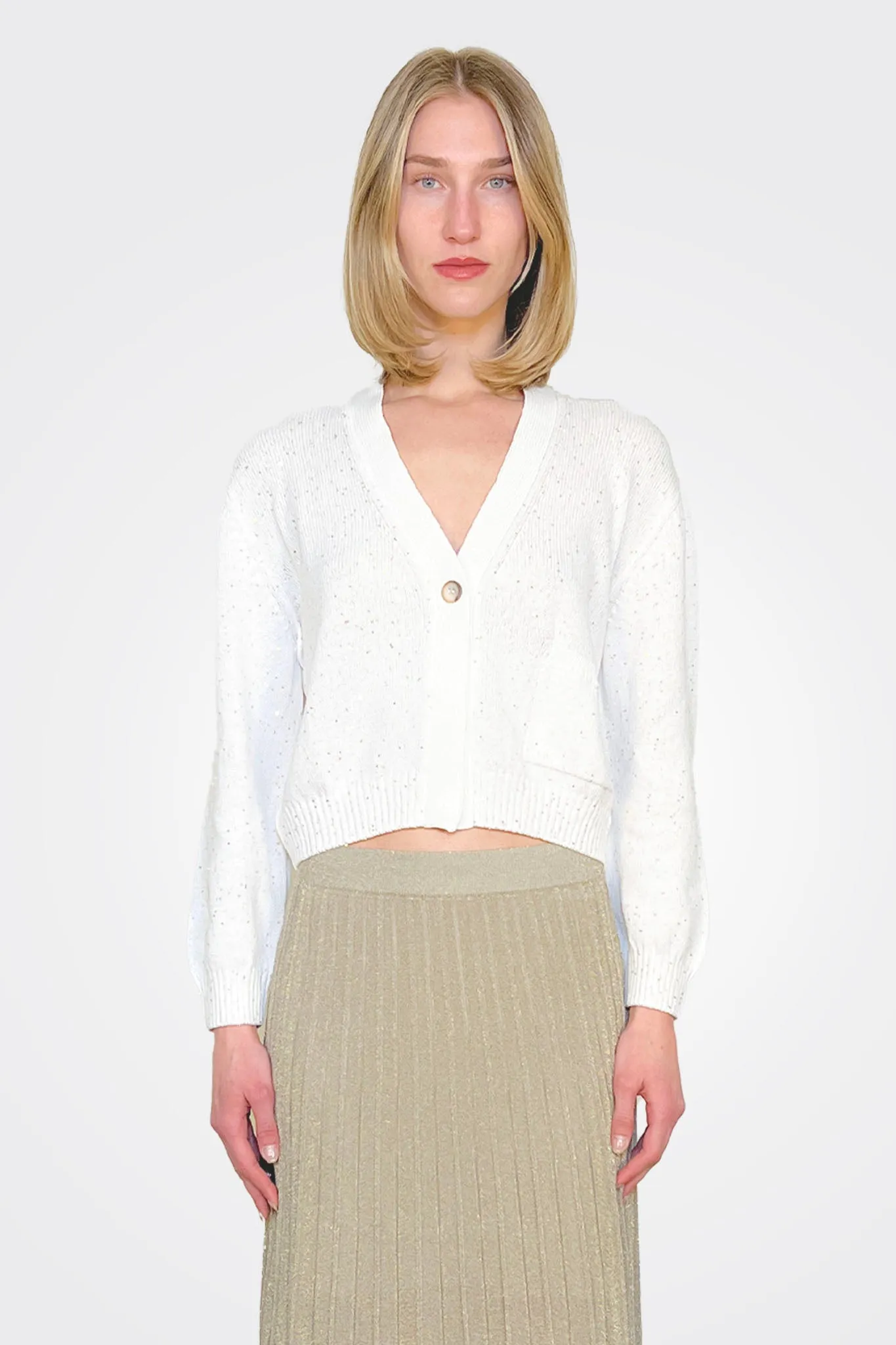Sequin Cardigan - White