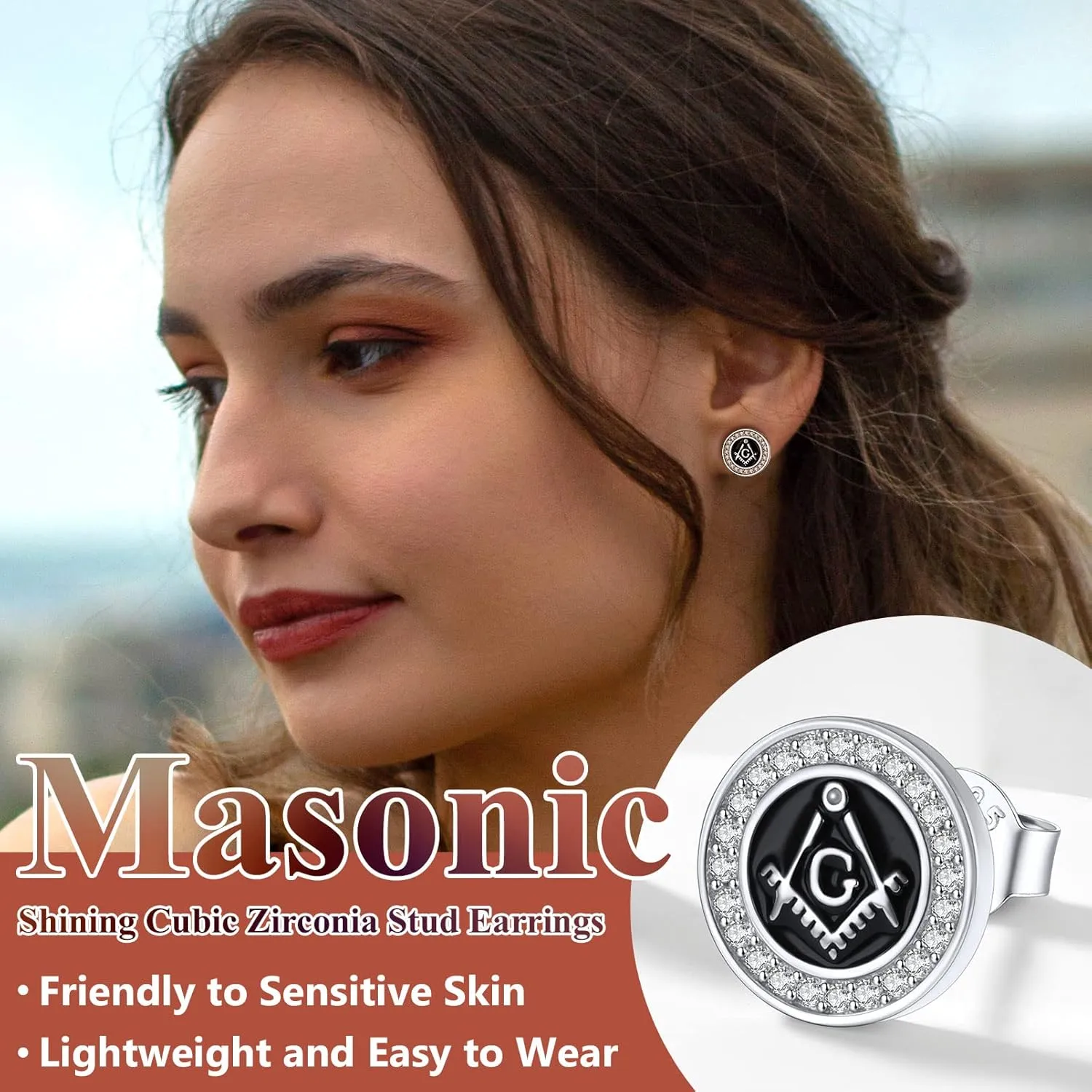 Silvora 925 Sterling Silver Zirconia Earrings Studs, Thors Hammer/Compass/Skull/Celtic Knot/Valkbut/Wolf Head Ear Studs Engraved with Rune Symbol Dainty Earrings for Men Women,Come with Box
