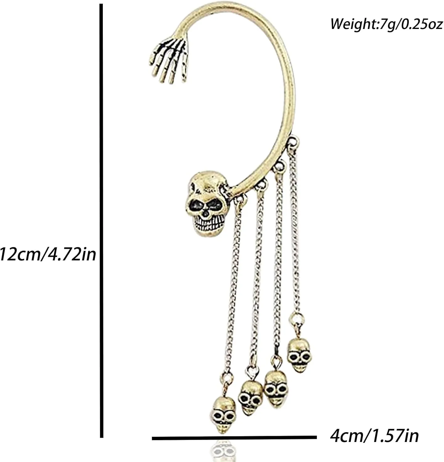 Skeleton Earrings Dangle for Women Vintage Long Tassel Skulls Earrings Piercing Ear Cuff Gothic Punk Skull Earrings Halloween Jewelry