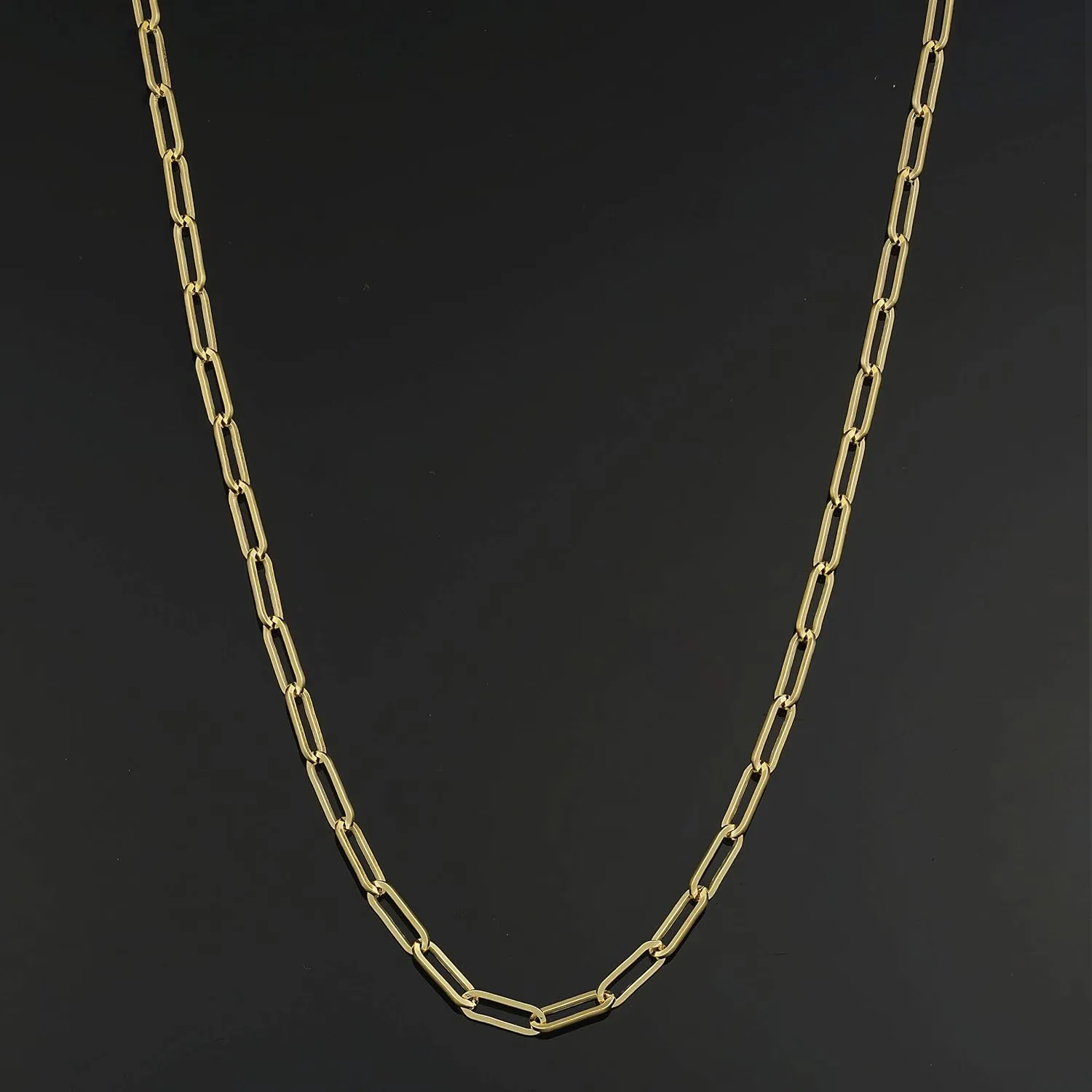 Solid 14k Yellow Gold Filled 2.5 mm Paperclip Chain Necklace Minimalist Jewelry for Women (16, 18, 20, 24 30 or 36 inch)