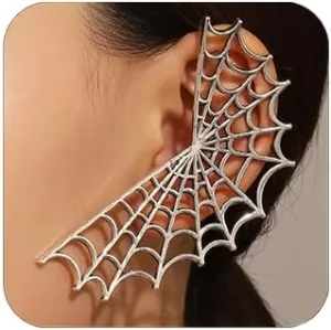 Spider Cuff Earring Silver Spider Earrings Ear Cuffs Earrings Spider Wrap Around Earrings for Women Halloween Costume Cosplay Jewelry