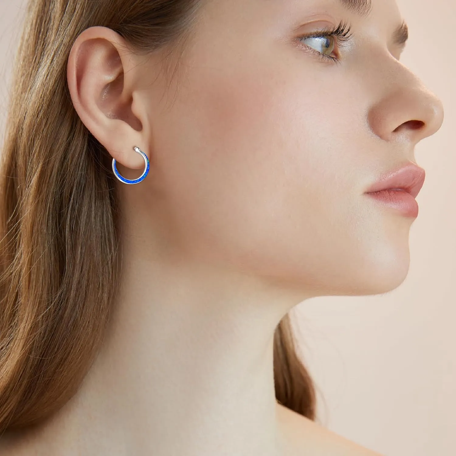Sterling Silver Opal Huggie Hoop Earrings with Cubic Zirconia - Women's Jewelry Gifts