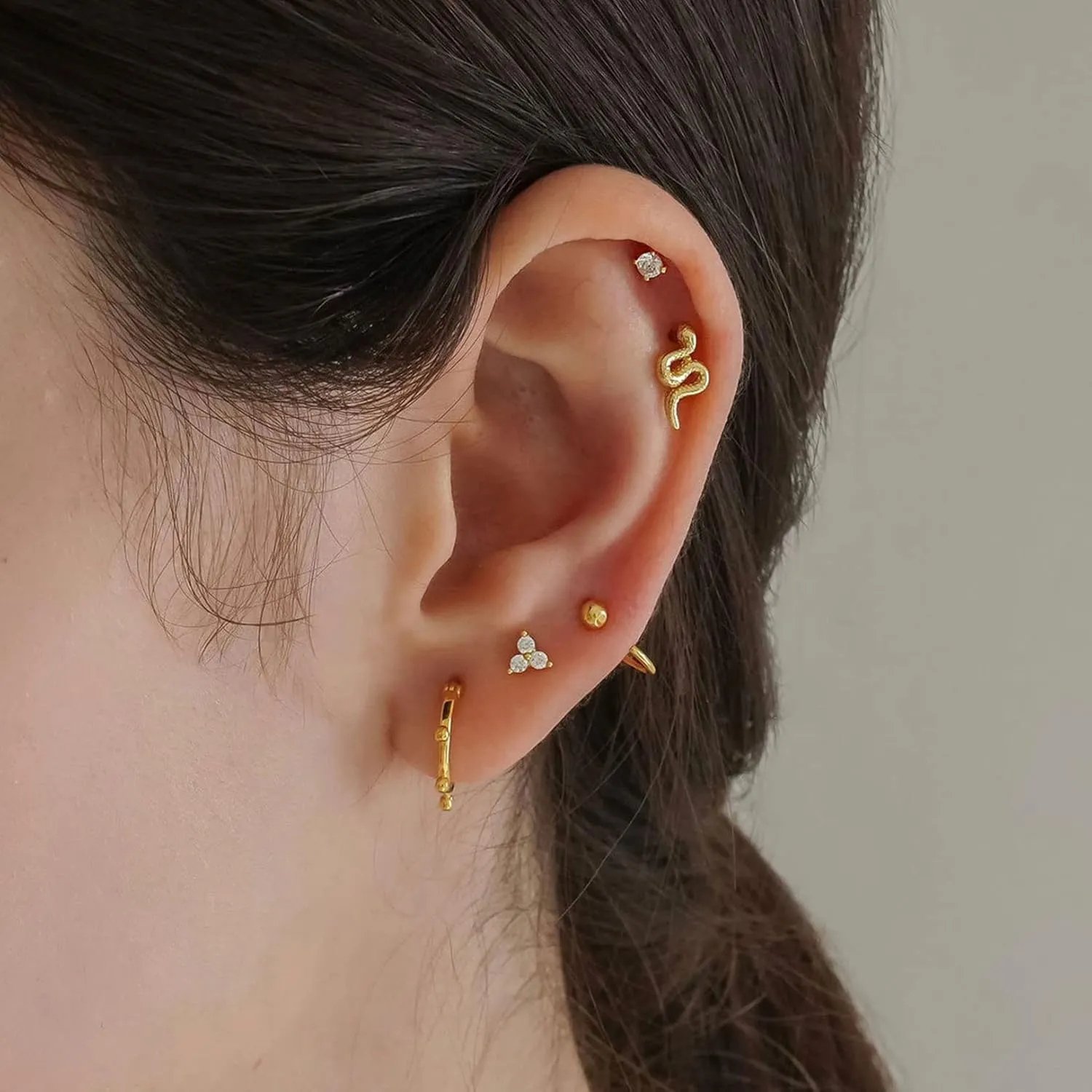 Sterling Silver Stud Earrings for Women Men, Flower Cubic Zirconia Stud Earrings Set | Small Cartilage CZ Hypoallergenic Tragus Piercing Earrings for Teens 3mm 4mm 5mm