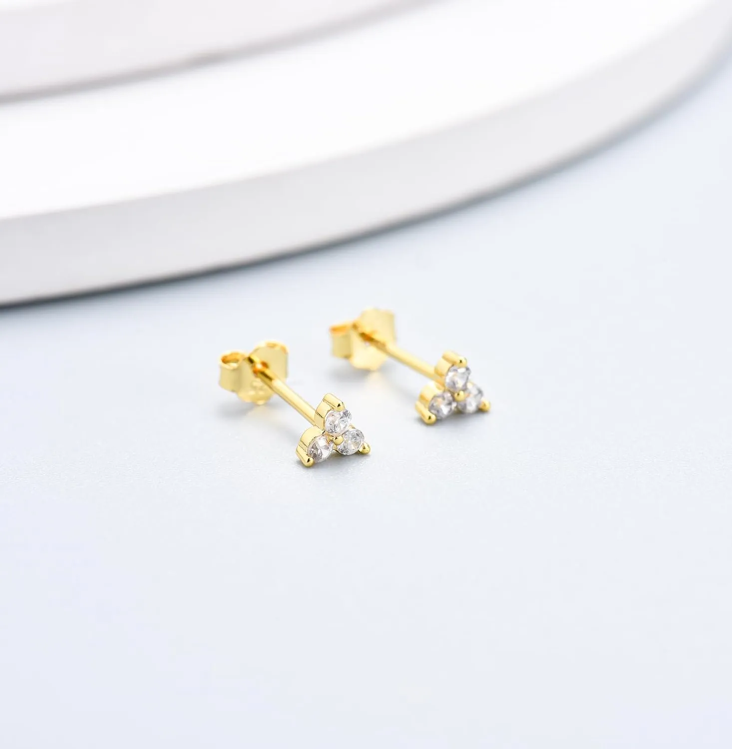 Sterling Silver Stud Earrings for Women Men, Flower Cubic Zirconia Stud Earrings Set | Small Cartilage CZ Hypoallergenic Tragus Piercing Earrings for Teens 3mm 4mm 5mm
