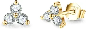 Sterling Silver Stud Earrings for Women Men, Flower Cubic Zirconia Stud Earrings Set | Small Cartilage CZ Hypoallergenic Tragus Piercing Earrings for Teens 3mm 4mm 5mm