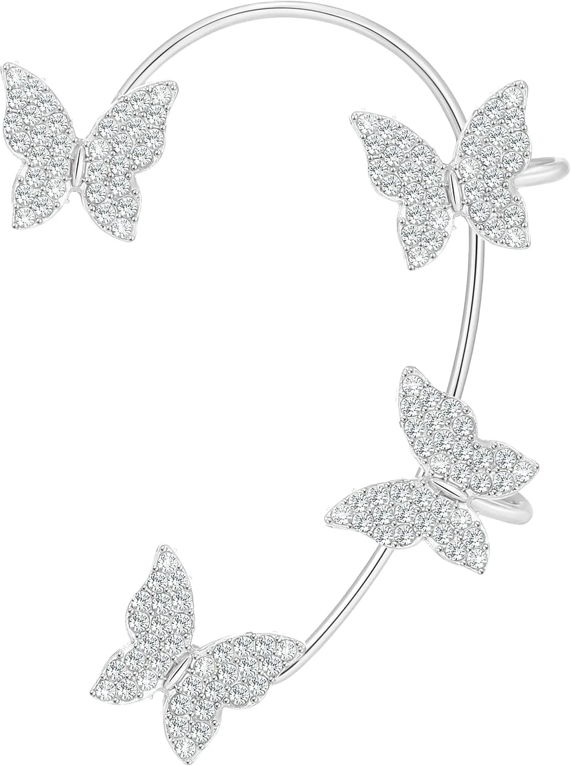 Stocking Stuffers Holiday Outfits for Women 2024 Silver Butterfly Tassel Ear Cuffs Butterfly Climber Wrap Earrings No Piercing Zircon Butterfly Ear Clip Jewelry Gift