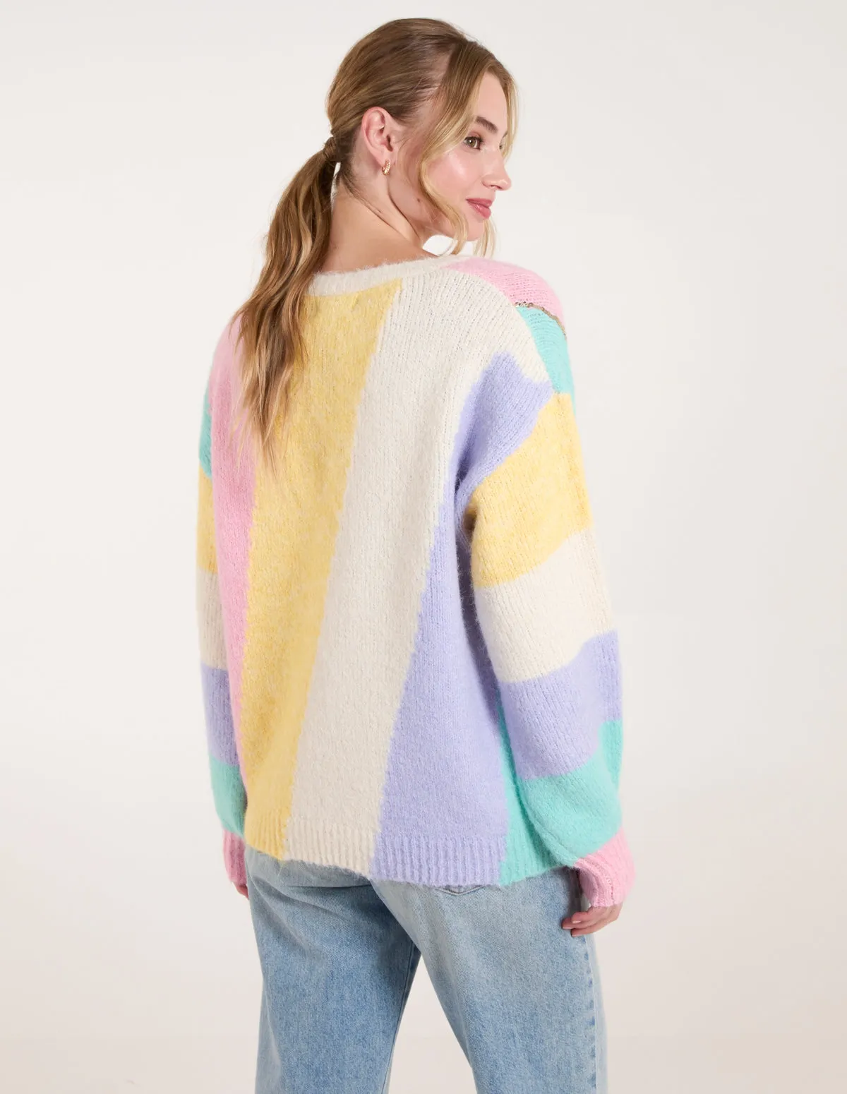 Stripe Sequin Detailed Jumper