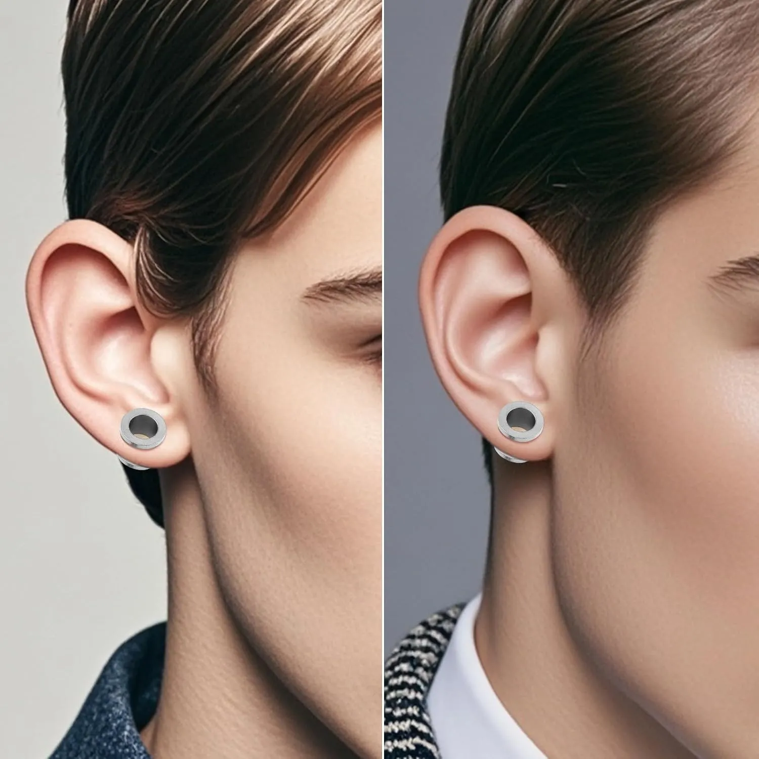 Surgical Steel Ear Stretching Lobe Plugs, Flesh Tunnel Earrings, Pair