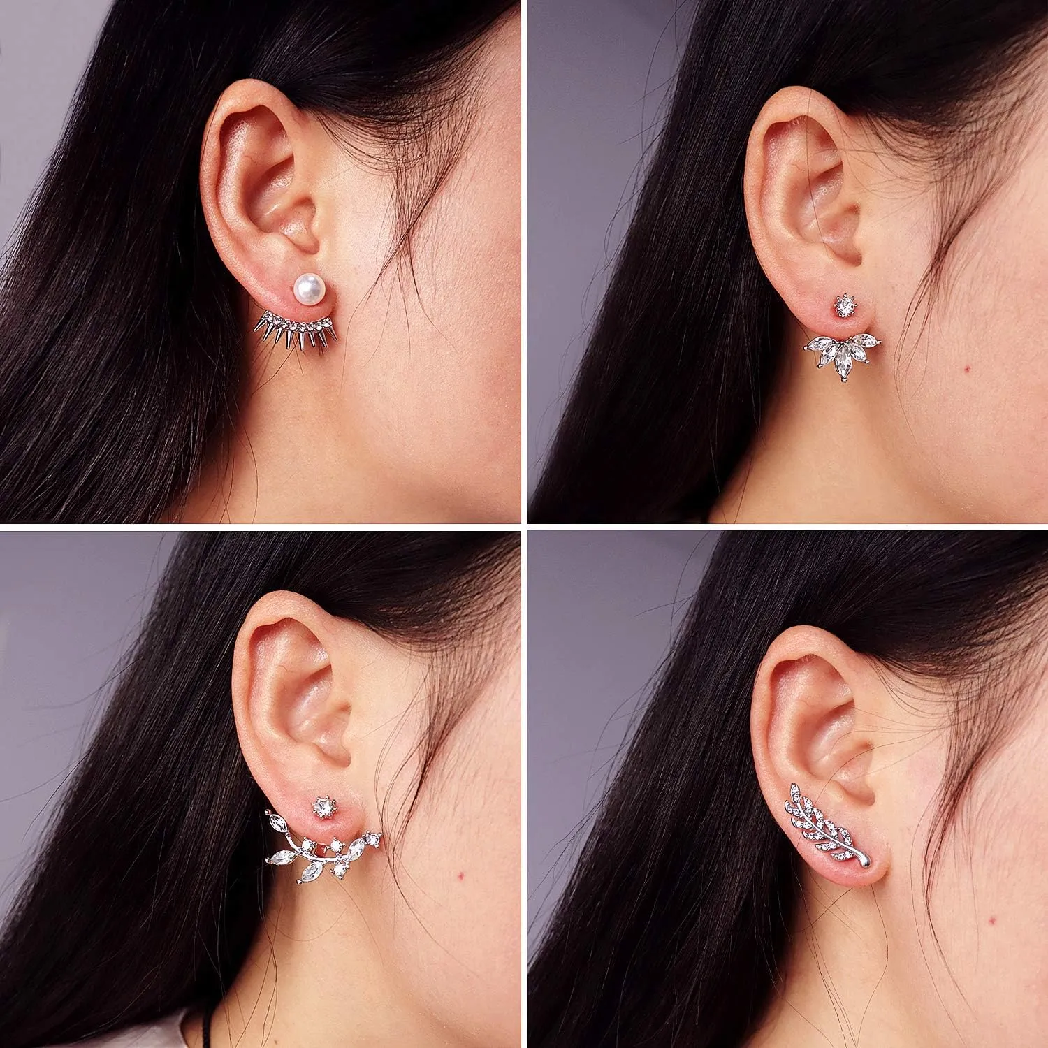 Suyi Fashion Hollow Lotus Flower Earrings Crystal Simple Chic Stud Earrings Set