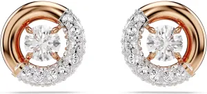 Swarovski Dextera Stud Earrings, Round Cut, Clear, Rose Gold-Tone Finished