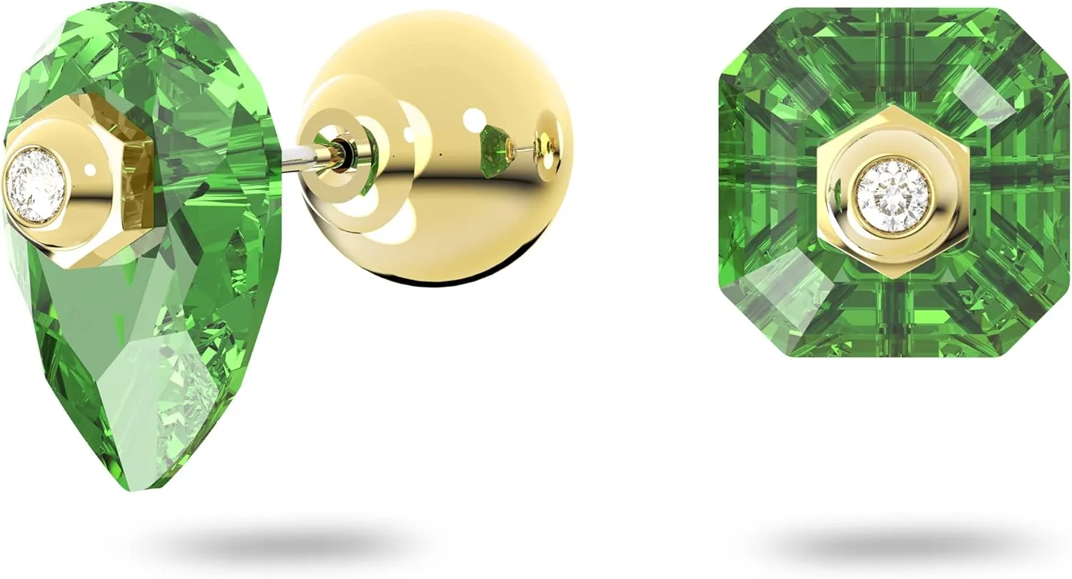 Swarovski Numina Earring Jewelry Collection, Gold Tone Finish, Green Crystals, Clear Crystals