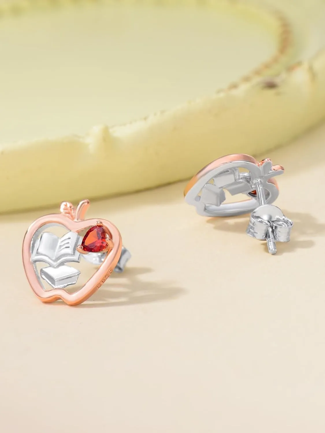 Teacher Appreciation Gifts 925 Sterling Silver Math/Music Note/Book/Stethoscope/Gymnastics Stud Earrings Teacher Apple Jewelry for Women