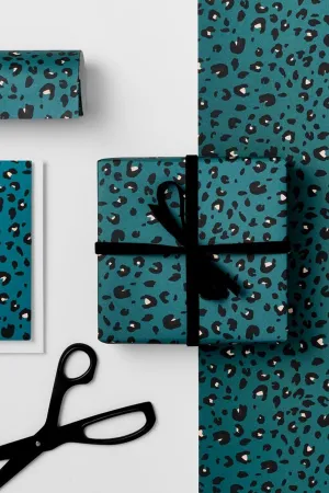 Teal Leopard Gift Wrap