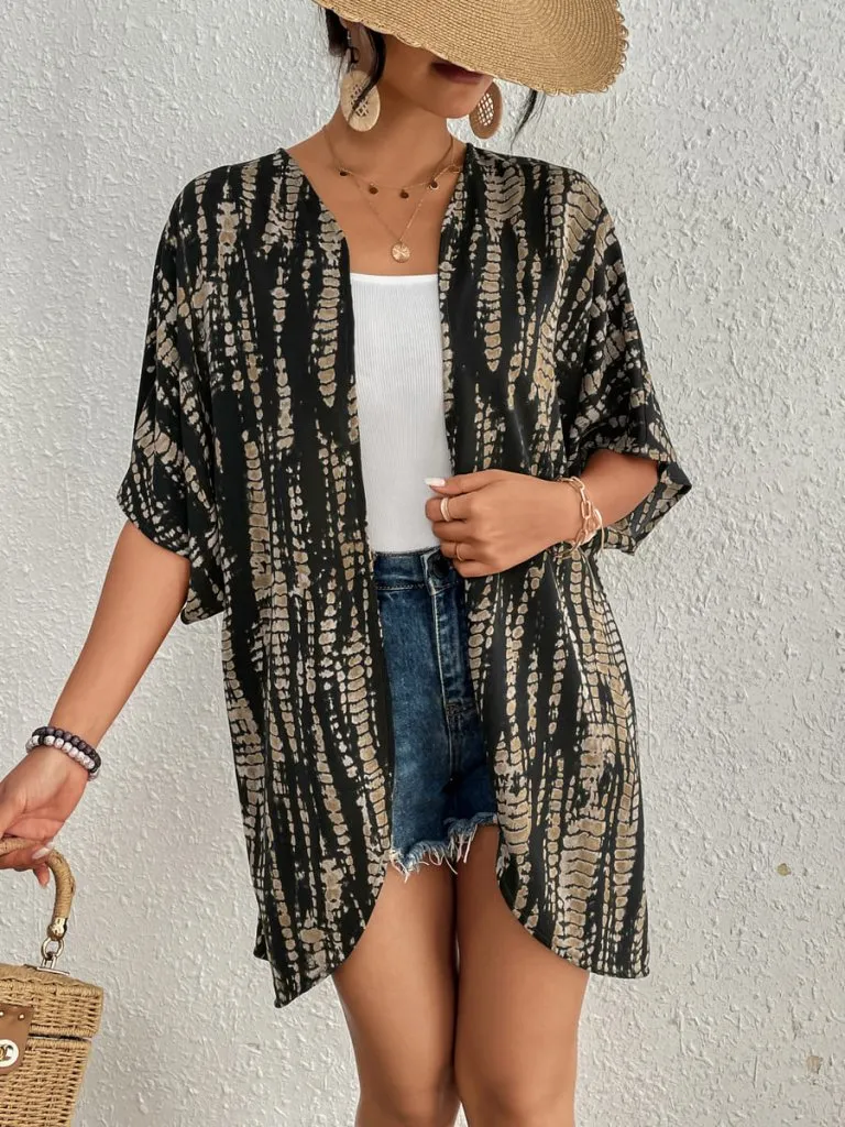 Tie Dye Short Sleeve Kimono Cardigan