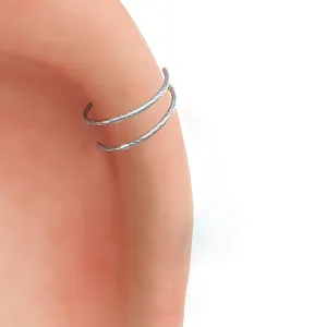 Tiny Silver Double Hoop Cartilage Earrings - 20 Gauge Double Helix Piercing Jewelry - 925 Sterling Silver Double Spiral Helix Earring for Women
