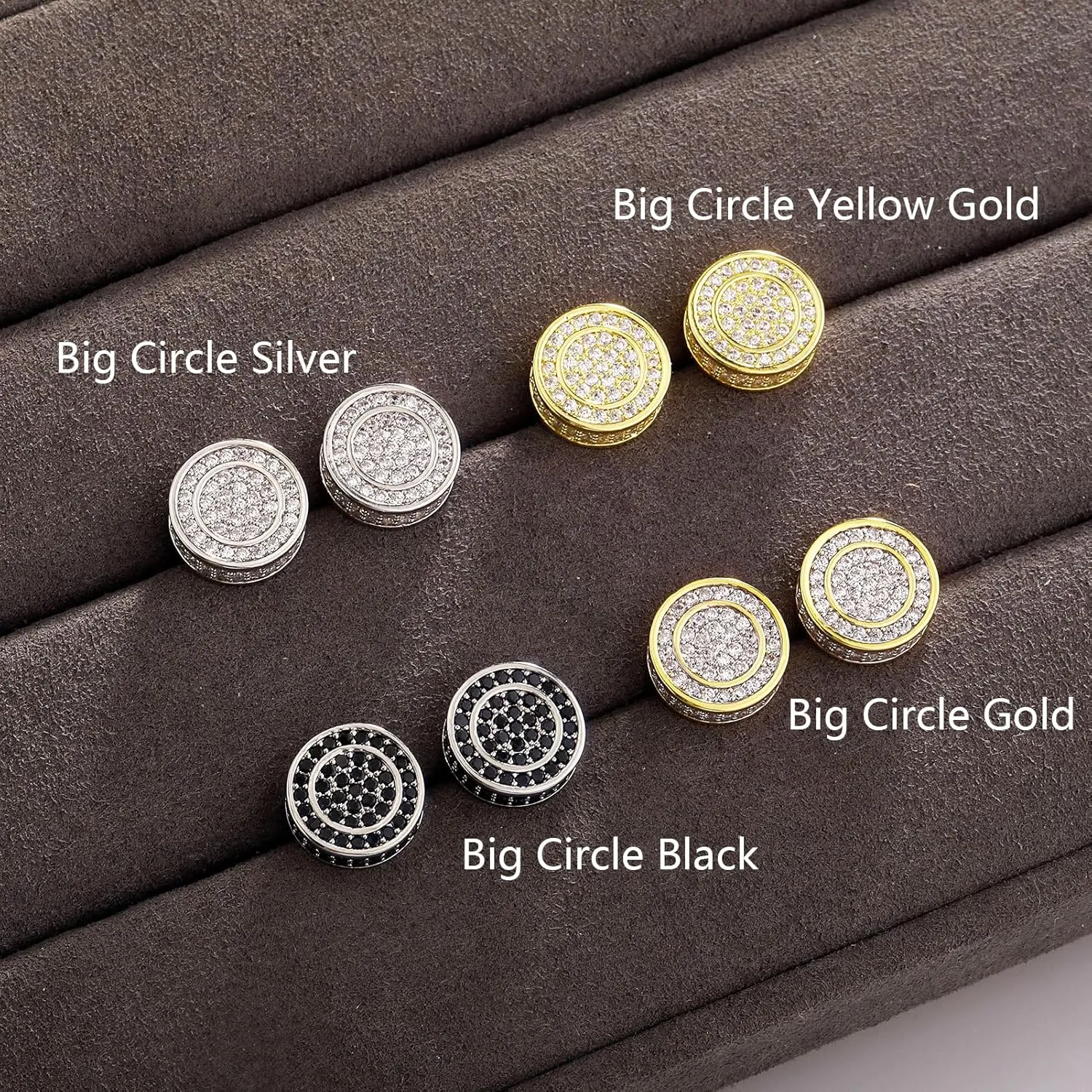 TOPGRILLZ Screw Back Earrings 14K Golden Plated 5A  Cubic Zirconia Cluster Round Screw On Stud Earrings For Men Women Aretes De Hombre