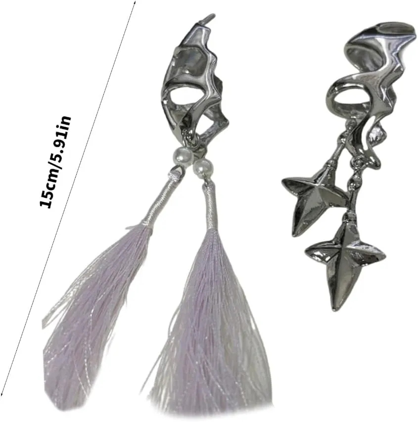 Trendy Tassels Clip Earrings Stylish Ear Accessories Alloy Texture Ear Cuff Suitable for Everyday and Special Event