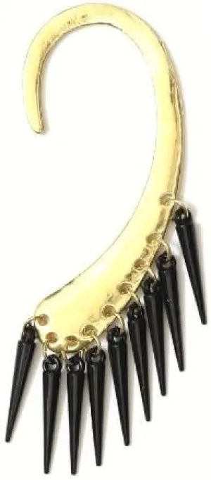 Tribal Spikes Fringe Ear Cuff Gold Tone Metal Wrap CA31 Black Chandelier Earring Fashion Jewelry