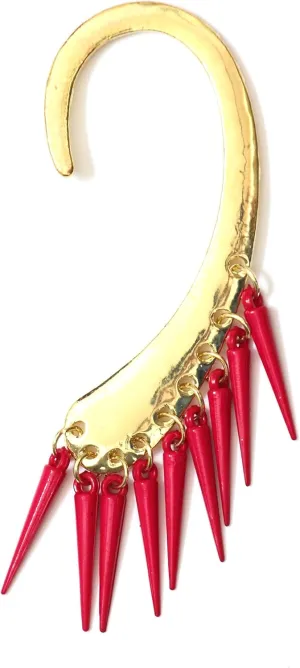 Tribal Spikes Fringe Ear Cuff Gold Tone Metal Wrap CA32 Pink Chandelier Earring Fashion Jewelry