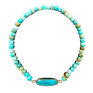 Turquoise Bracelet for Women Teen Girls, Certified 925 Sterling Silver with Plated 18K Gold Bracelets with Blue Turquoise Oval for Women - Crystals and Healing Stone Women Jewelry for Gift