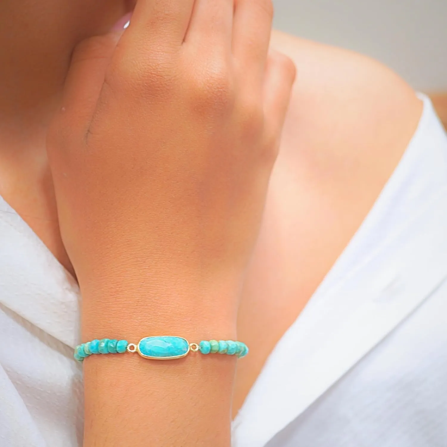 Turquoise Bracelet for Women Teen Girls, Certified 925 Sterling Silver with Plated 18K Gold Bracelets with Blue Turquoise Oval for Women - Crystals and Healing Stone Women Jewelry for Gift