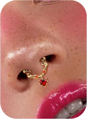 UBGICIG 16G Silver/Gold/Black Rose Septum Rings Heart CZ Hinged Nose Rings Hoops Stainless Steel Daith Piercing Jewelry Helix Tragus Conch Earrings Septum Clicker Nose Piercings for Women 8mm 10mm