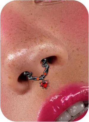 UBGICIG 16G Silver/Gold/Black Rose Septum Rings Heart CZ Hinged Nose Rings Hoops Stainless Steel Daith Piercing Jewelry Helix Tragus Conch Earrings Septum Clicker Nose Piercings for Women 8mm 10mm