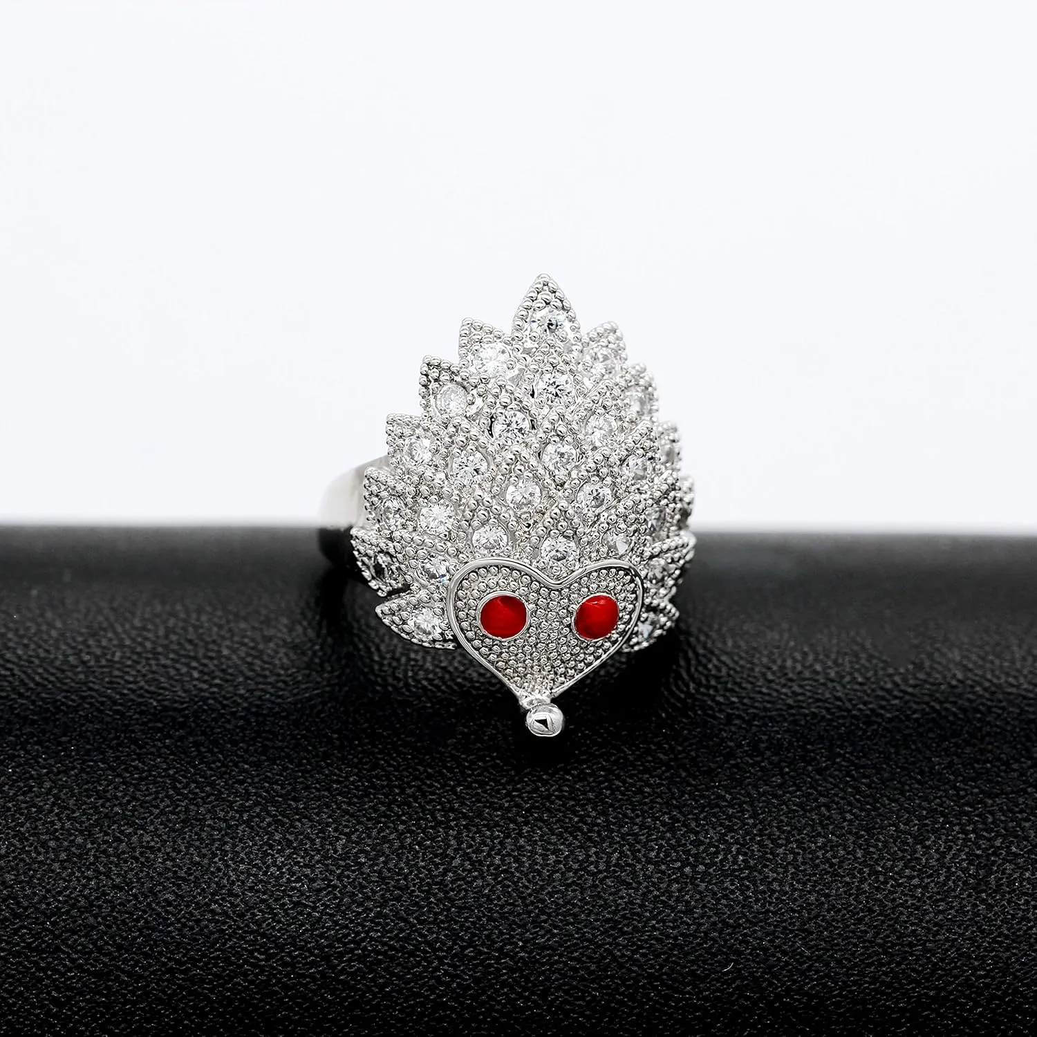Uloveido Chic Sparky Bling Cubic Zirconia Hedgehog Ring Cute Animal Wedding Party Prom Finger Rings for Women Y347
