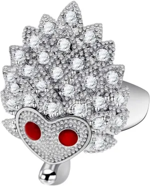 Uloveido Chic Sparky Bling Cubic Zirconia Hedgehog Ring Cute Animal Wedding Party Prom Finger Rings for Women Y347