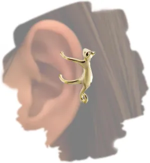Unique Cat Ear Cuff Clip Earrings for Women, Funny Cat Design Animal Jewelry for Cat Lovers, Climbing Cat Right-Ear Cuff Earrings