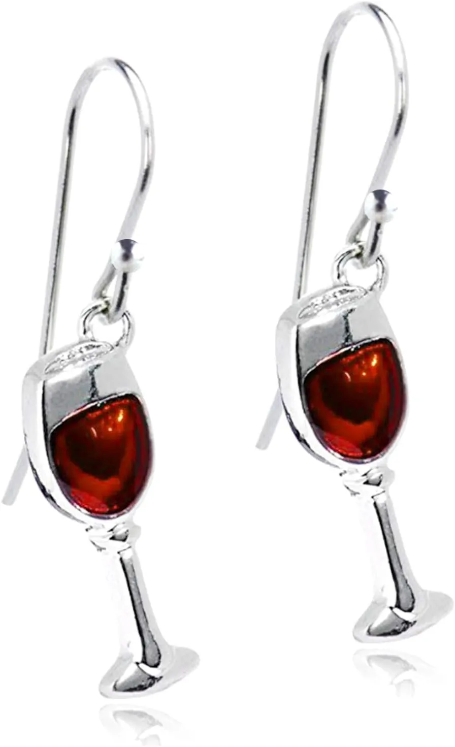 Unique Chic Handmade Stainless Steel Red Wine Glass Dangle Drop Earrings for Women Girls Statement Jewelry Gifts
