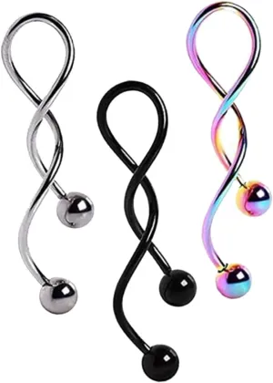 VALICLUD 3pcs Stainless Steel Spiral Earrings Navel Rings Belly Ring Jewelry for Women Chic Fashionable Set
