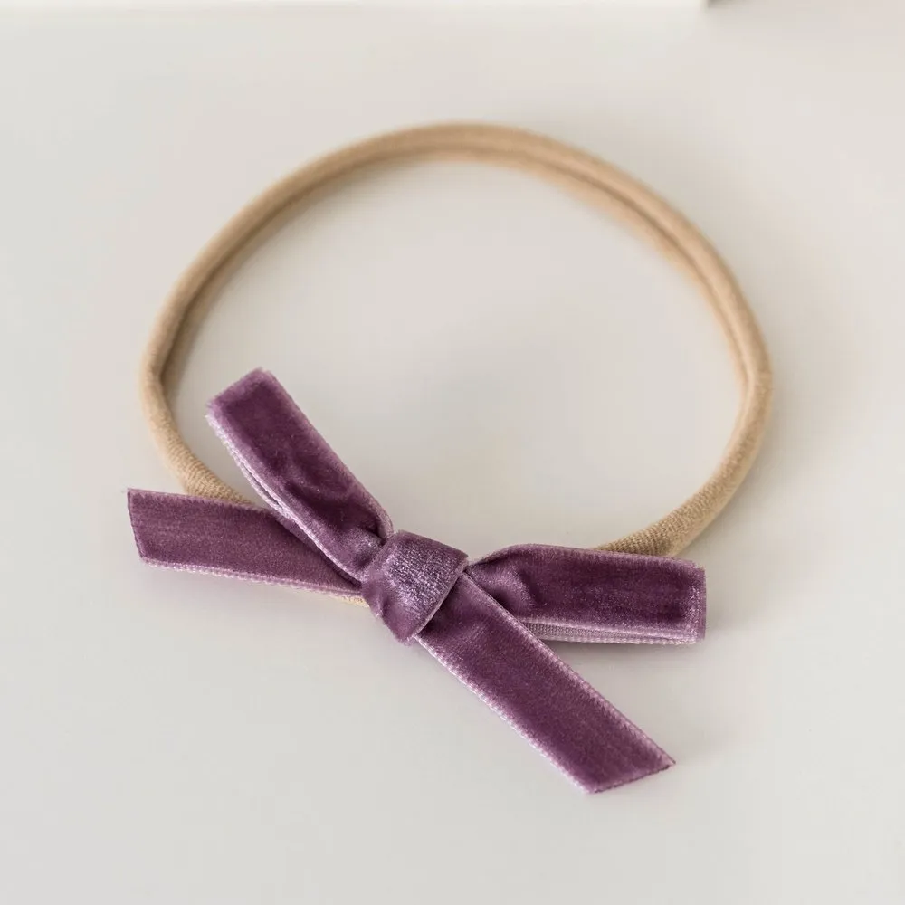 Velvet Petite Bow - Grape