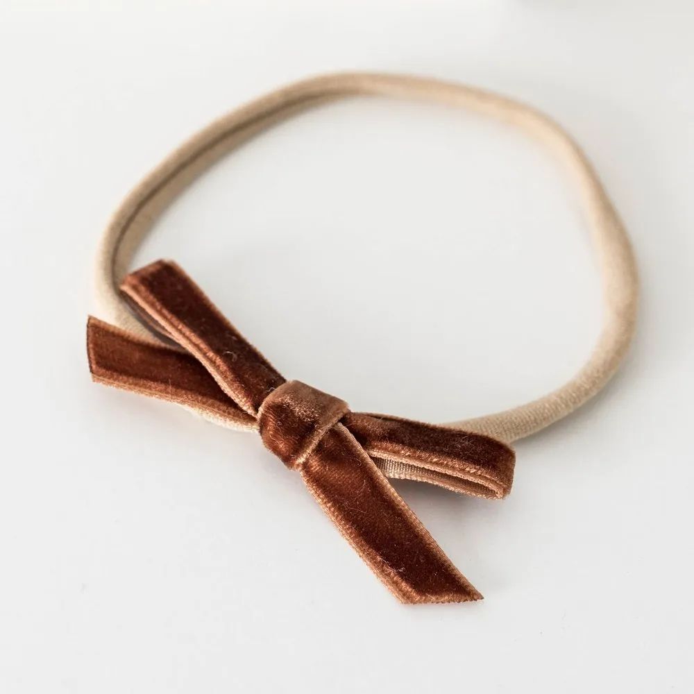 Velvet Petite Bow - Toffee