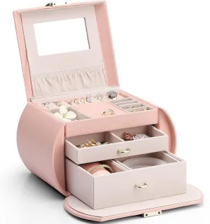 Vlando Princess Style Jewelry Box for Girls Jewelry Box Girls 12-14 3-Layer Kids Jewelry Box with Mirror Little Girls Jewelry Box 8-12 Birthday Gift for Teens Girls (Pink)