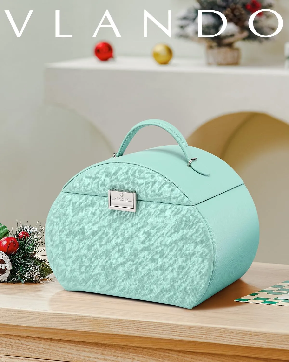 Vlando Princess Style Jewelry Box for Girls Jewelry Box Girls 12-14 3-Layer Kids Jewelry Box with Mirror Little Girls Jewelry Box 8-12 Christmas Gift for Teens Girls (Mint Green)