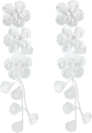 White Large Flower Elf Ear Cuff Earrings Bridal Wedding Accessories For Women