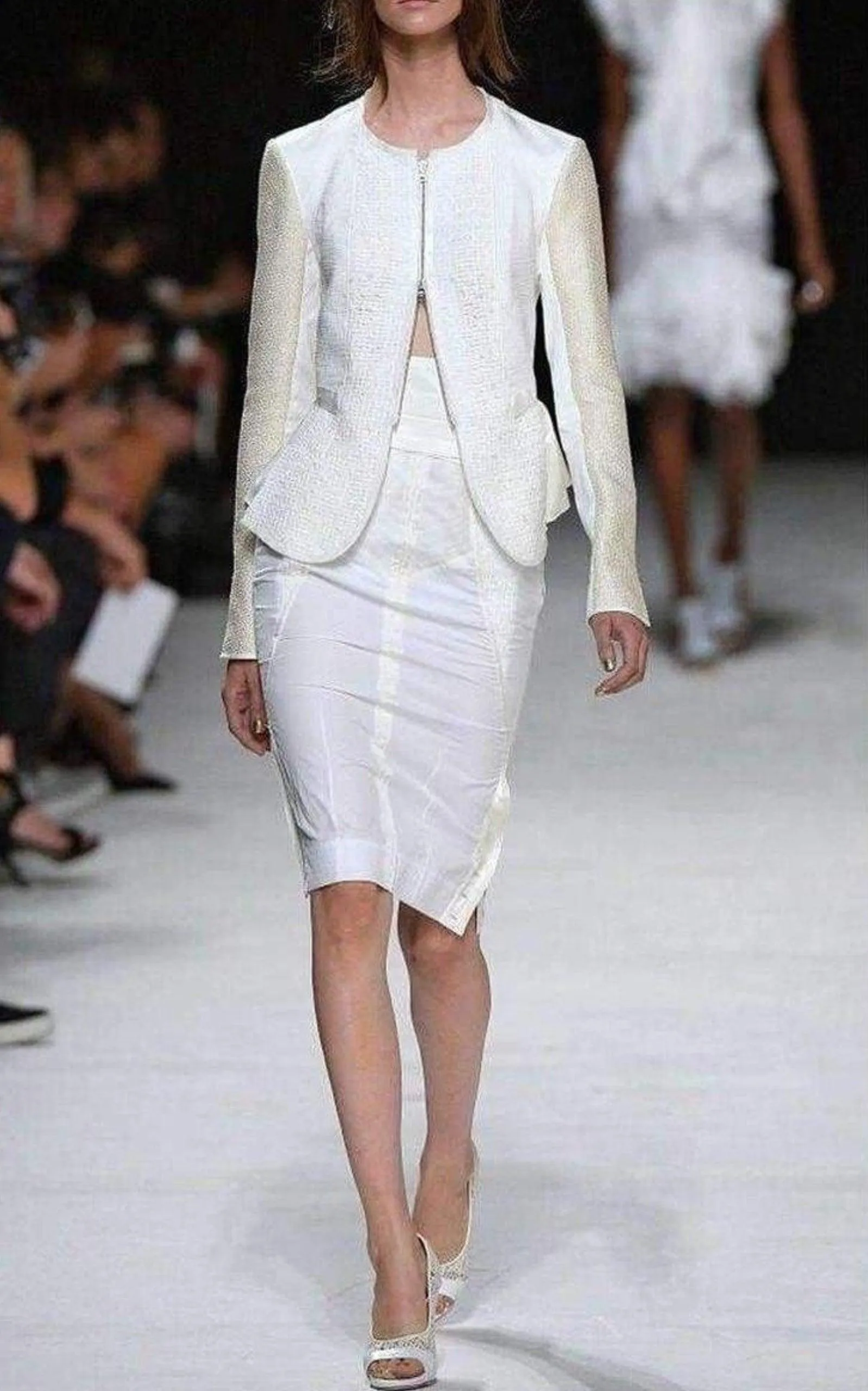 White Tailored Cotton Lace Back Jacket
