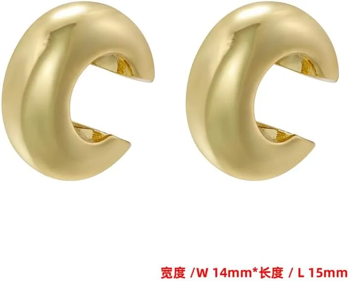 Women's Gold Plated Brass Triple Band Twisted Ear Cuffs, Clip-On Design