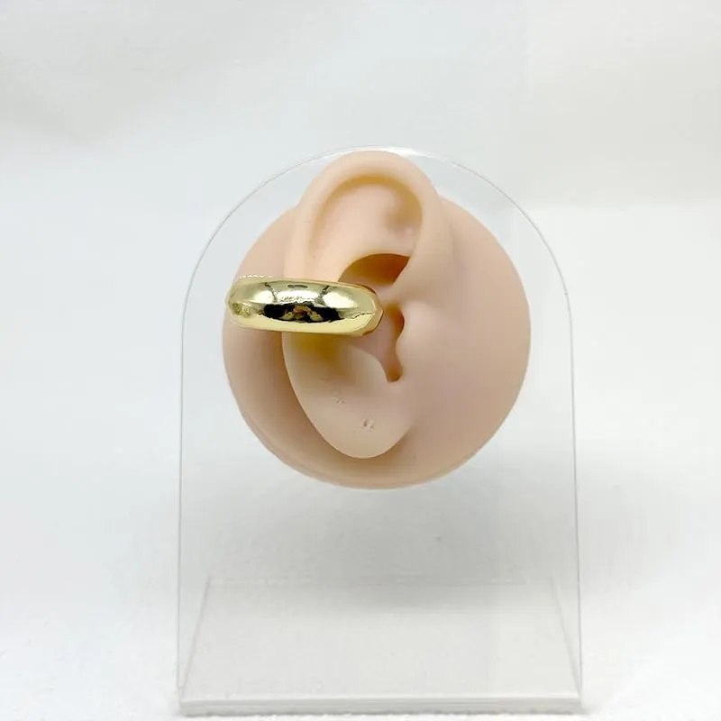 Women's Gold Plated Brass Triple Band Twisted Ear Cuffs, Clip-On Design