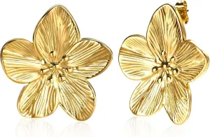 Womens Gold Studs Earrings, 14K Gold Plated Personality Big Stud Earring,Stainless Steel Hypoallergenic Ear Rings Trendy Jewelry,Christmas Birthday Gifts for Her Girlfriend Sister