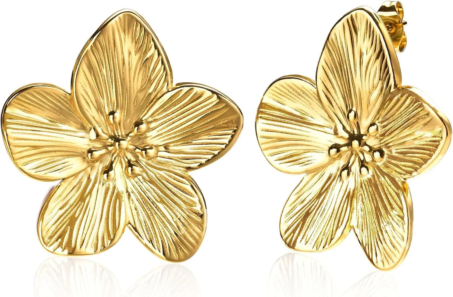 Womens Gold Studs Earrings, 14K Gold Plated Personality Big Stud Earring,Stainless Steel Hypoallergenic Ear Rings Trendy Jewelry,Christmas Birthday Gifts for Her Girlfriend Sister