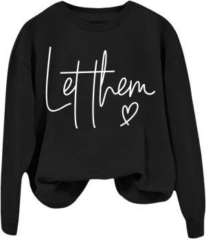 Womens Sweatshirts Casual Crew Neck Long Sleeve Pullover Tops Fashion 2024 Letter Print Oversized Hoodie Fall Clothes