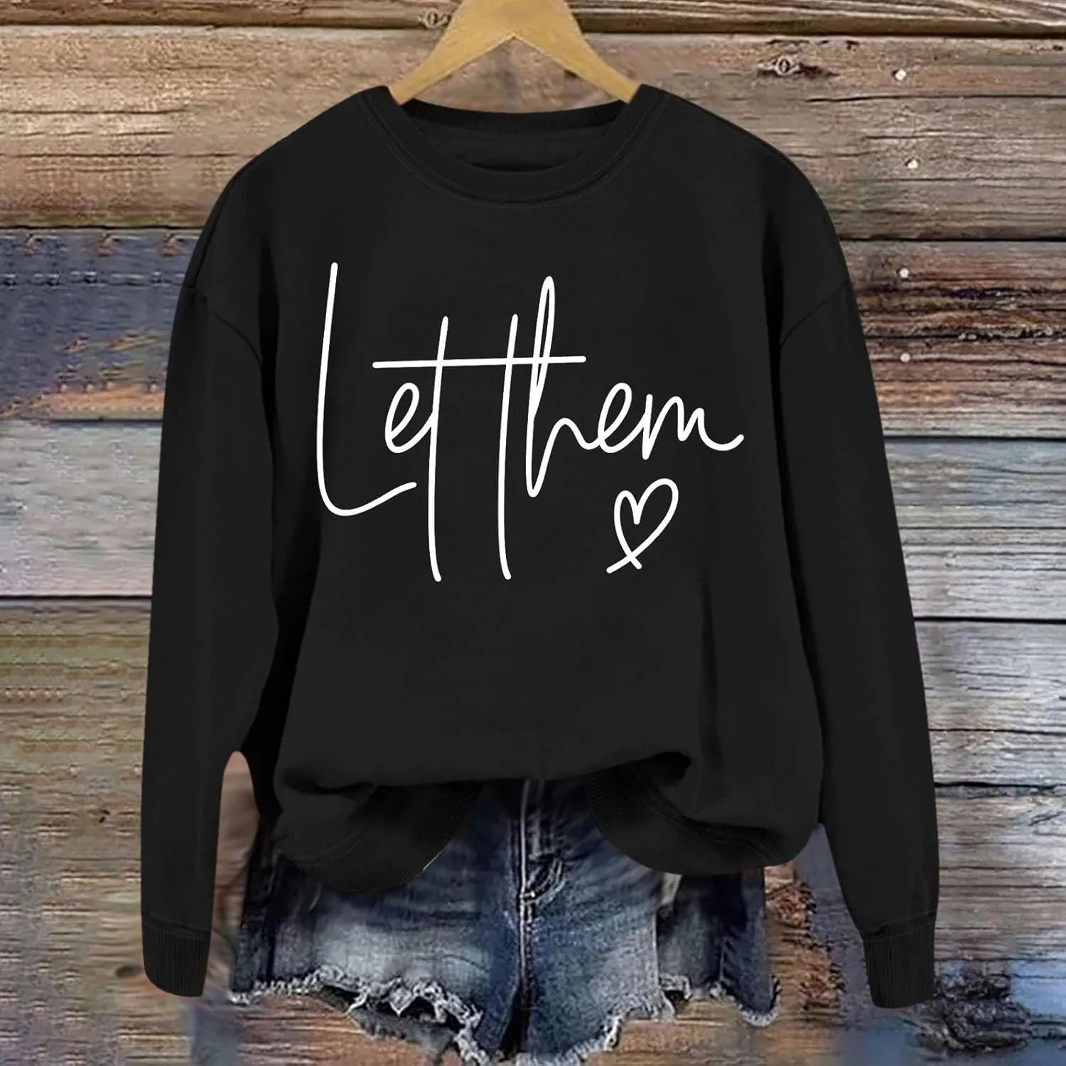 Womens Sweatshirts Casual Crew Neck Long Sleeve Pullover Tops Fashion 2024 Letter Print Oversized Hoodie Fall Clothes