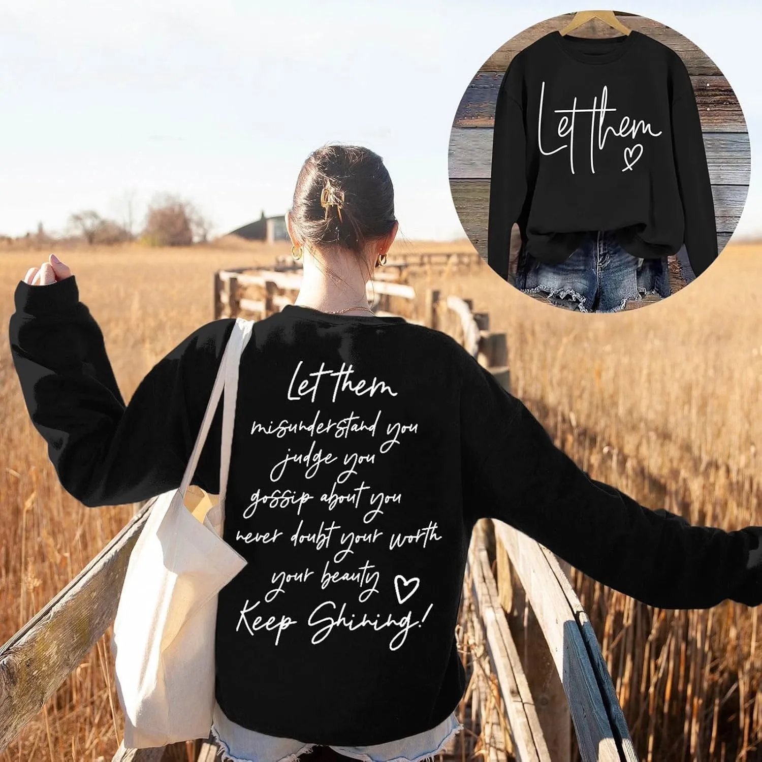 Womens Sweatshirts Casual Crew Neck Long Sleeve Pullover Tops Fashion 2024 Letter Print Oversized Hoodie Fall Clothes