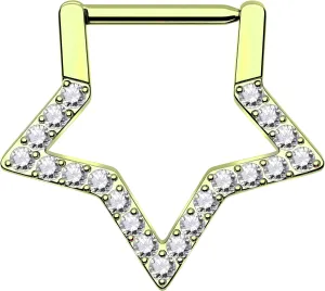 Y2K Sparkle Star Clicker Septum Ring Cubic Zirconia Accented Stainless Steel Piercing Jewelry for Nose/Conch/Helix, Edgy Celestial Earrings for Women