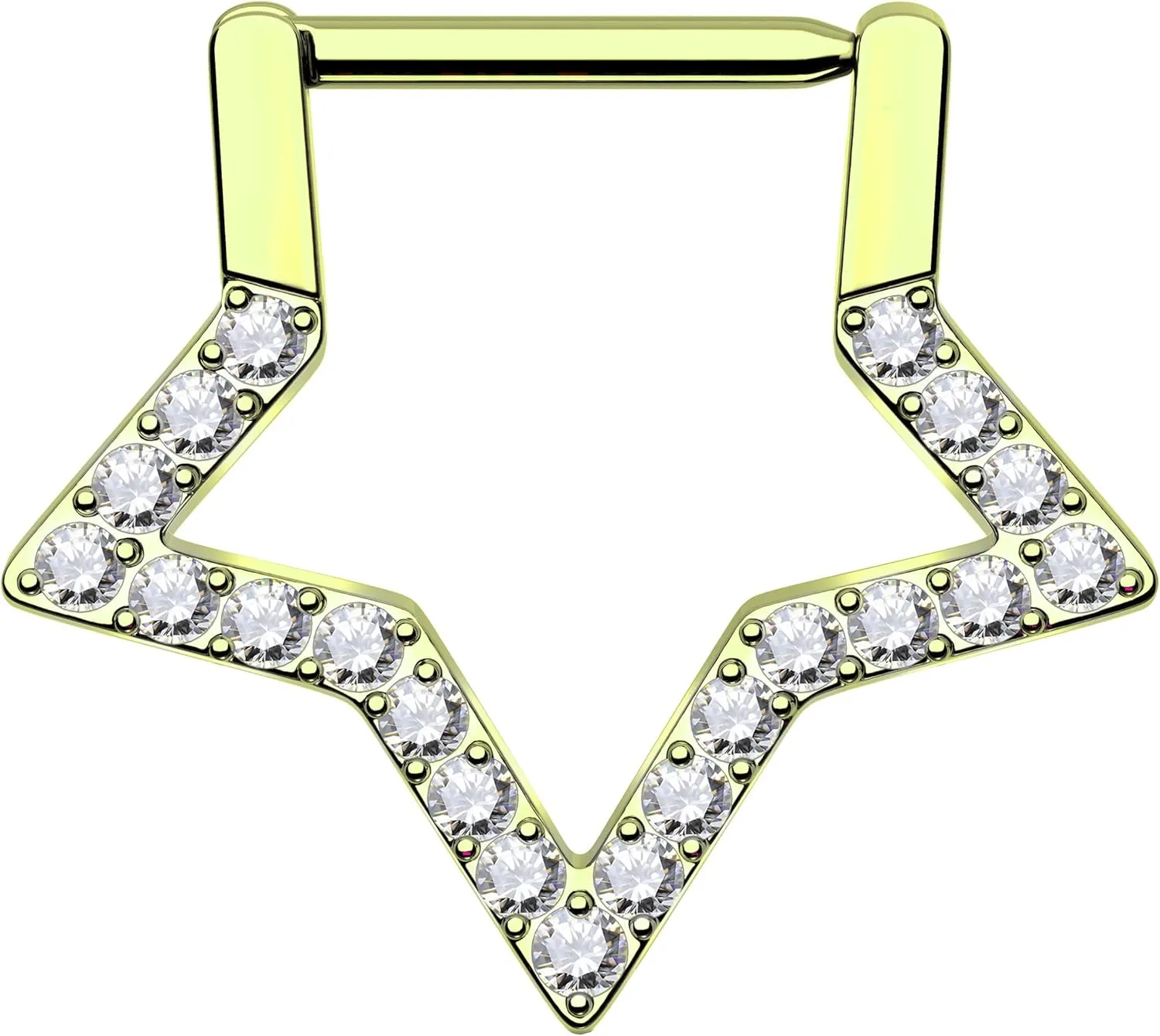 Y2K Sparkle Star Clicker Septum Ring Cubic Zirconia Accented Stainless Steel Piercing Jewelry for Nose/Conch/Helix, Edgy Celestial Earrings for Women