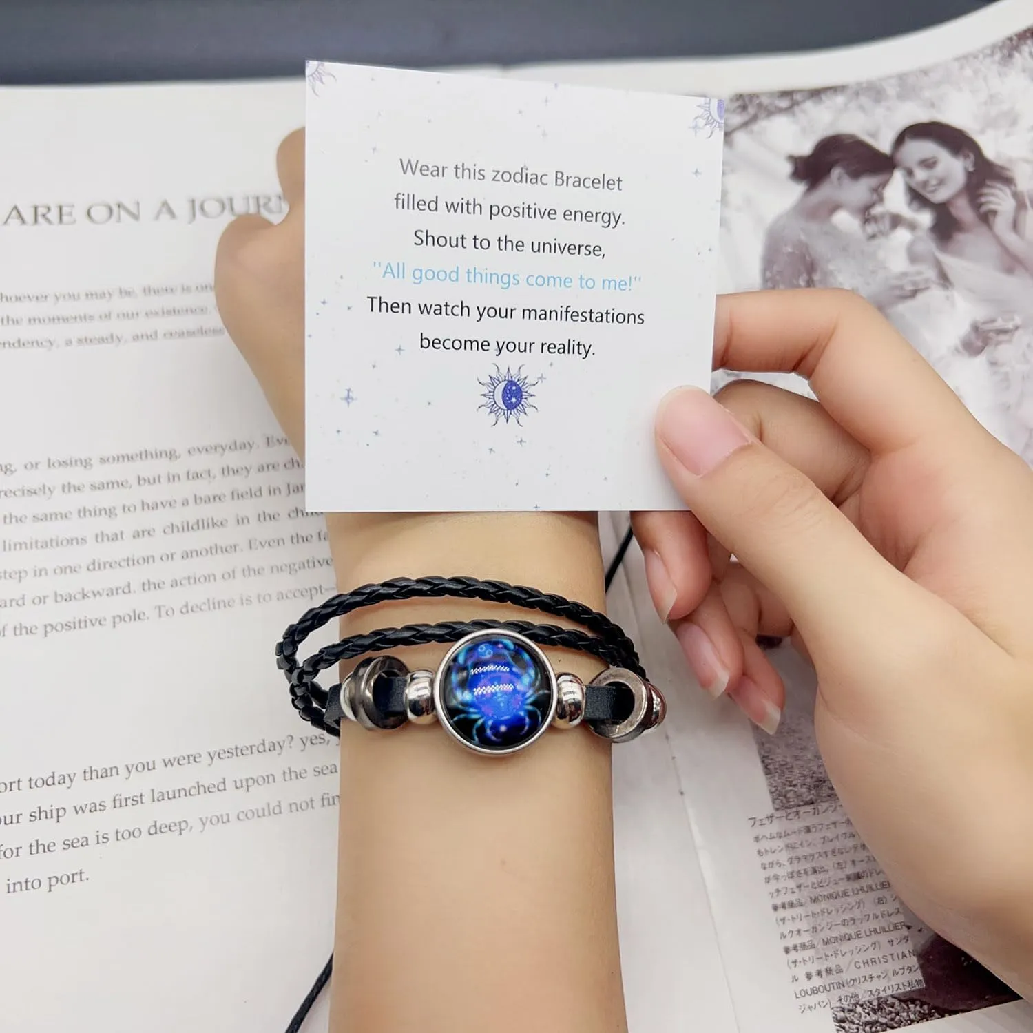Zodiac Signs Spirit Bracelet, 12 Constellation Handmade Bead Woven Multilayer Adjustable Leather Bracelet Jewelry Accessories for Constellation Lover
